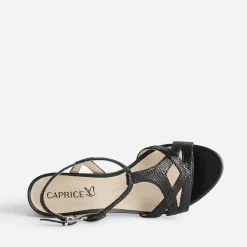 Sandale CAPRICE noire en cuir velours effet python