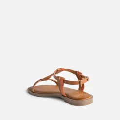 Sandale cognac et orange en cuir