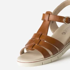 Sandale compensée CAPRICE cognac cuir