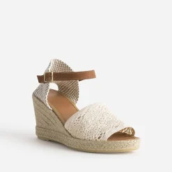 Sandale compensée écrue façon macramé
