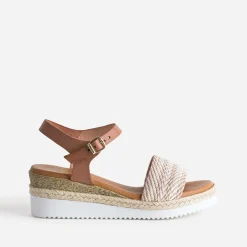 Sandale compensée en cuir éco-conçu