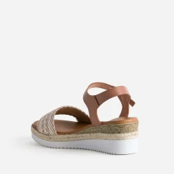 Sandale compensée en cuir éco-conçu