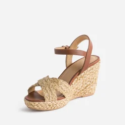 Sandale compensée TEXTO effet raphia