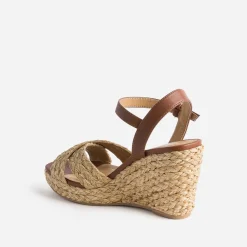 Sandale compensée TEXTO effet raphia