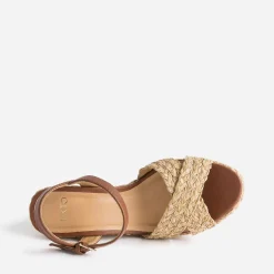 Sandale compensée TEXTO effet raphia