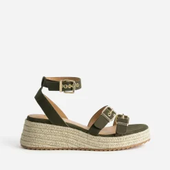 Sandale compensée TEXTO kaki