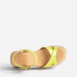 Sandale compensée TEXTO lime verni