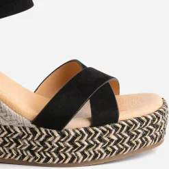 Sandale compensée TEXTO noire suédée