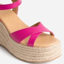 Sandale compensée TEXTO rose fuchsia