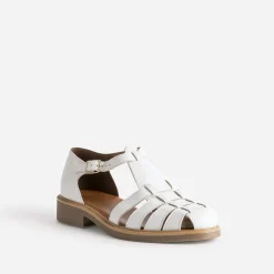 Sandale écrue en cuir à brides tressées