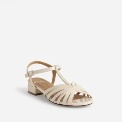 Sandale écrue vernie bride en T