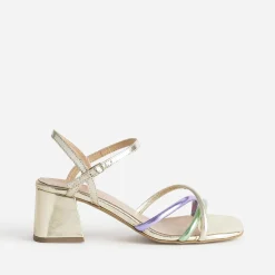 Sandale dorée brides métallisées