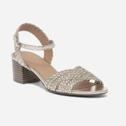 Sandale dorée éco-conçue à brides tressées