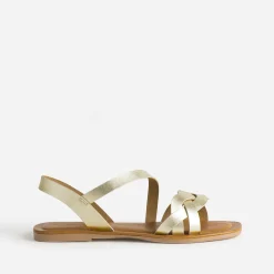 Sandale dorée en cuir