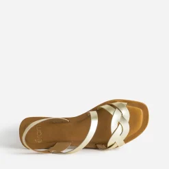 Sandale dorée en cuir