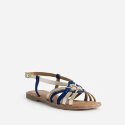 Sandale dorée et marine en cuir