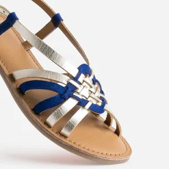 Sandale dorée et marine en cuir