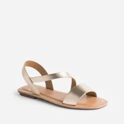 Sandale dorée plate