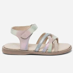 Sandale en cuir imprimé arc-en-ciel