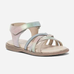 Sandale en cuir imprimé arc-en-ciel