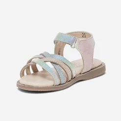 Sandale en cuir imprimé arc-en-ciel