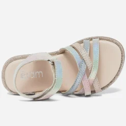 Sandale en cuir imprimé arc-en-ciel