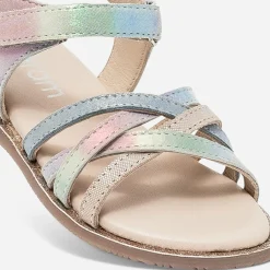 Sandale en cuir imprimé arc-en-ciel