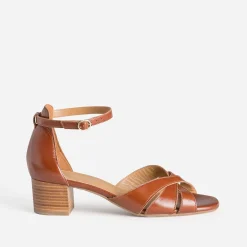Sandale ERAM FLEX cognac cuir brides croisées