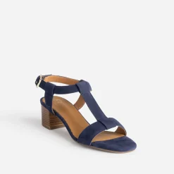 Sandale ERAM FLEX marine en cuir velours