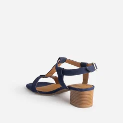 Sandale ERAM FLEX marine en cuir velours