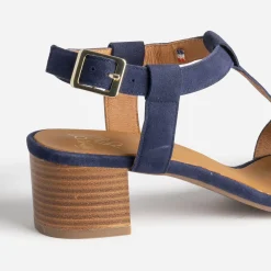 Sandale ERAM FLEX marine en cuir velours