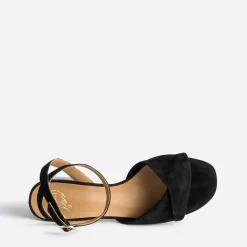 Sandale ERAM FLEX noire cuir velours