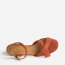 Sandale ERAM FLEX terracotta en cuir velours