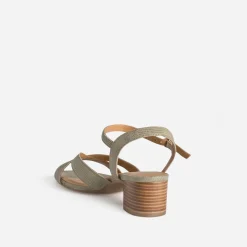 Sandale ERAM FLEX verte cuir effet python