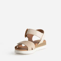 Sandale FRANCE ARNO beige cuir embossé
