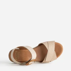Sandale FRANCE ARNO beige cuir embossé