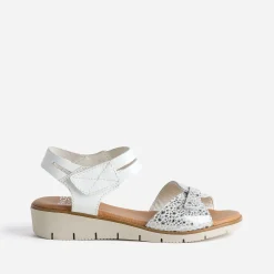 Sandale FRANCE ARNO blanc et argenté cuir
