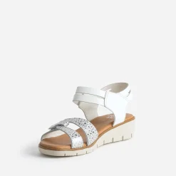 Sandale FRANCE ARNO blanc et argenté cuir