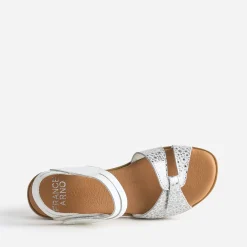Sandale FRANCE ARNO blanc et argenté cuir