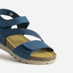 Sandale FRANCE ARNO bleue cuir nubuck