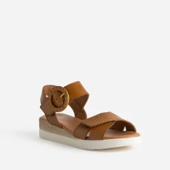 Sandale FRANCE ARNO cognac cuir embossé