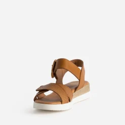 Sandale FRANCE ARNO cognac cuir embossé