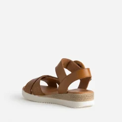 Sandale FRANCE ARNO cognac cuir embossé