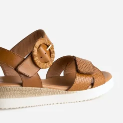 Sandale FRANCE ARNO cognac cuir embossé