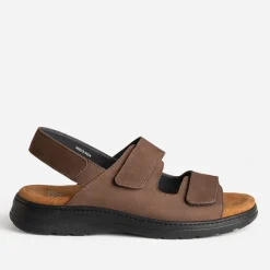 Sandale FRANCE ARNO marron cuir à scratchs