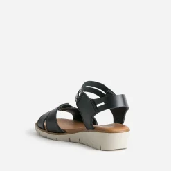 Sandale FRANCE ARNO noire cuir effet python