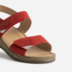 Sandale FRANCE ARNO rouge cuir nubuck