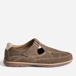 Sandale FRANCE ARNO taupe en cuir nubuck