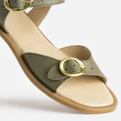 Sandale kaki en cuir