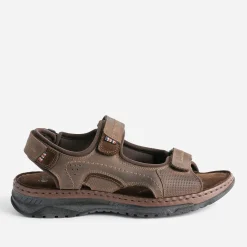 Sandale marron en cuir à scratchs